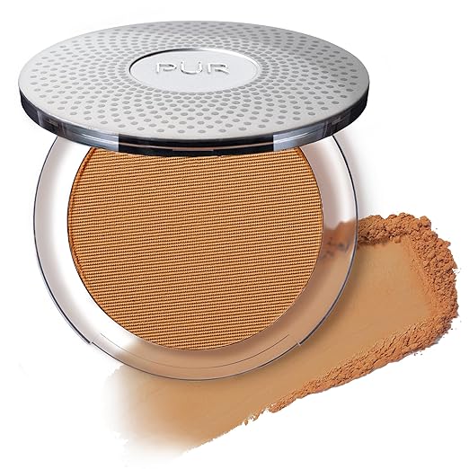 P?R MINERALS 4-in-1 Pressed Mineral Makeup Powder Foundation with SPF 15 - Concealer &amp Finishing Compact Pressed Powder for Face - Buildable Medium to Full Coverage Foundation Powder
