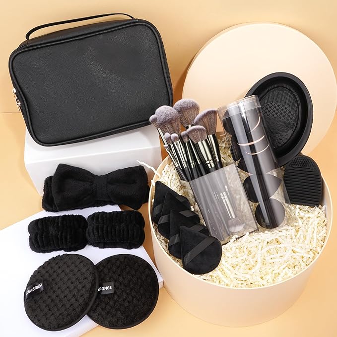 MAGEFY Makeup Brushes 37 Pcs Makeup Kit Multi-functional Makeup Tool Set with Double-End Powder Blush Eyeshadows Brush Make up Brushes Set BagBlack