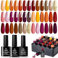 Beetles Fall Gel Nail Polish Set ? Autumn Aura 20 Colors Gel Polish Kit Burgundy Red Brown Yellow Orange Purple Cat Eye &amp Glitter Soak Off UV LED Manicure with Base Glossy Matte Top Coat