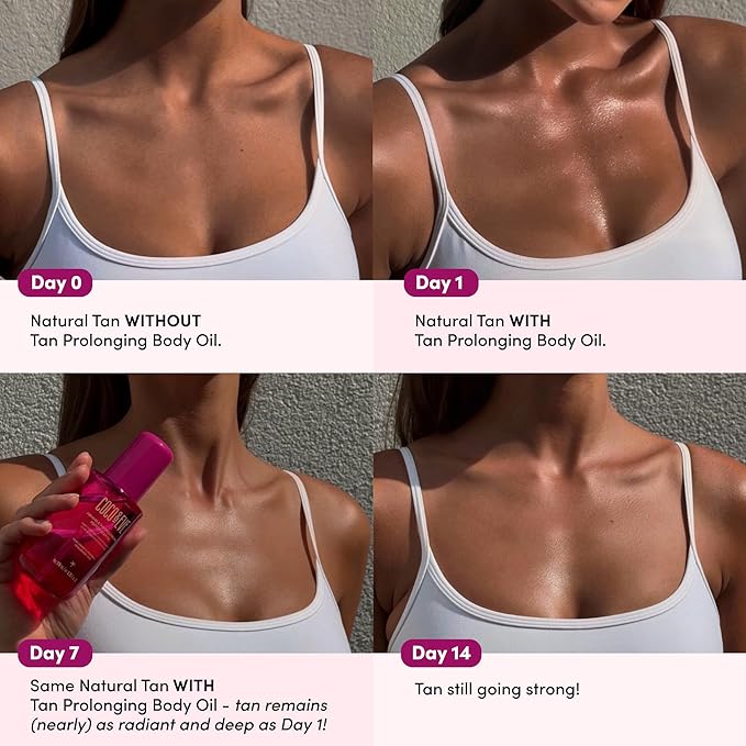 Coco &amp Eve Firming &amp Tan Prolonging Peptide Body Oil. Up to 28 Days Natural Tan Extender. After Sun Care with Tropical Oils Vitamins C &amp E for Nourished Glowy &amp Visibly Firmer Skin.