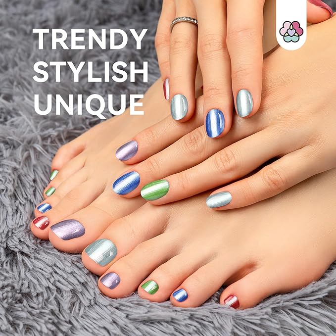 SAVILAND Quick Dry Nail Polish Set Christmas: Chrome Metallic Holographic Nails Polish Kit Gold Sliver Air Dry 14 Pcs Regular Nail Polish with Base and Top Coat DIY Art Salon Home Gift for Women