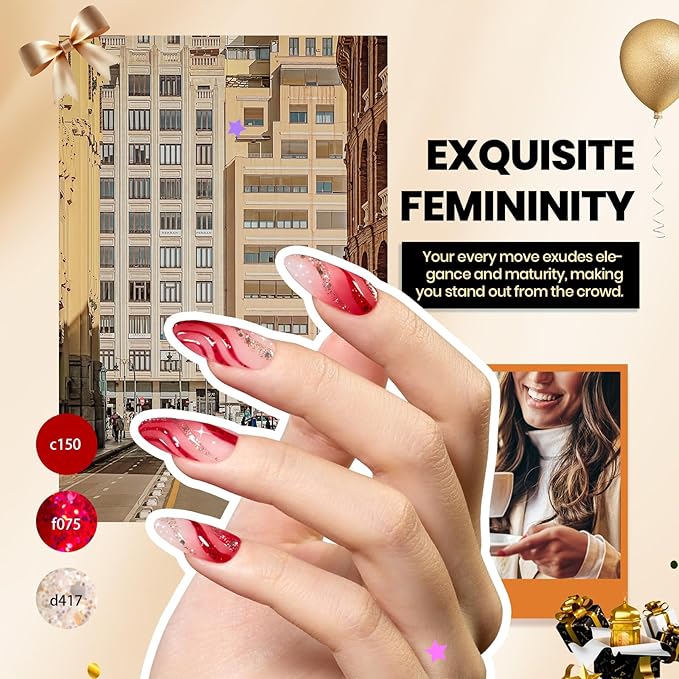 Beetles Gel Nail Polish Kit with U V Light 75PCS Gel Nail Kit with Base Top Coat 45 Colors Winter Christmas Gel Polish Set Burgundy Red Exquisite Femininity Manicure Home DIY Gifts for Women Teens