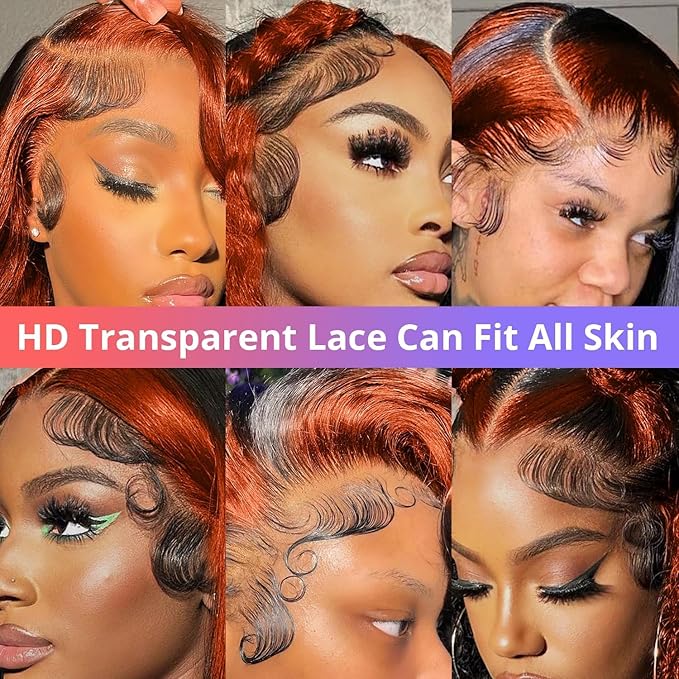 200% Density Wear And Go 9x6 Glueless Wigs Human Hair Pre Plucked Pre Cut For Beginners Ginger Body Wave Lace Front Wigs Human Hair For Black Women HD Lace Closure Colored Glueless Wig(30 INCH)