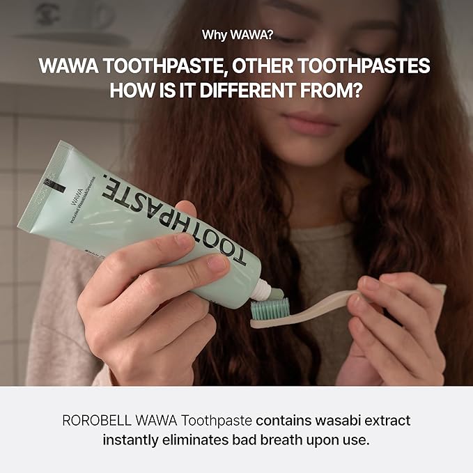 ROROBELL Wawa Toothpaste Made for My Boyfriend's Bad Breath Sensitive Teeth Improvement of Gum Problems/Peppermint Flavor/Made with Wasabi I 3.53 fl.oz (Pack of 5)