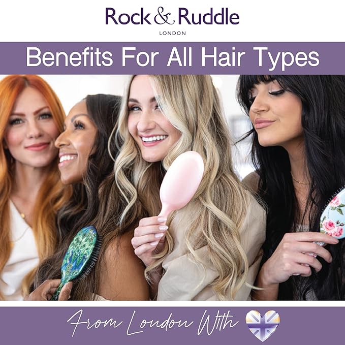Rock &amp Ruddle Natural Mixed Boar Bristle Hair Brush for Women and Kids (Small/Travel Size 17.5cm) - Perfect for Wet or Dry Hair Detangling Smoothing Blowdrying - Made in UK - Cats &amp Dogs Des
