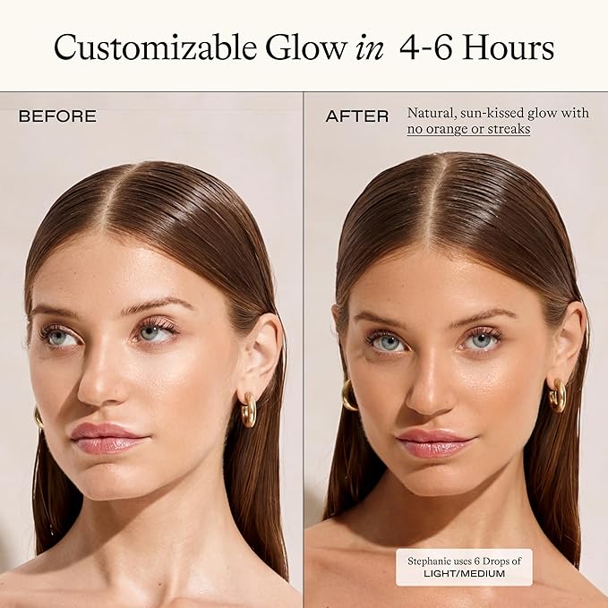 Sun Blush Glowing Self Tanning Drops Australian Made 1.0 fl.oz | Sun-Kissed Natural Face &amp Body Gradual Self Tanner with Peptides | Fragrance Free| Everyday Humans