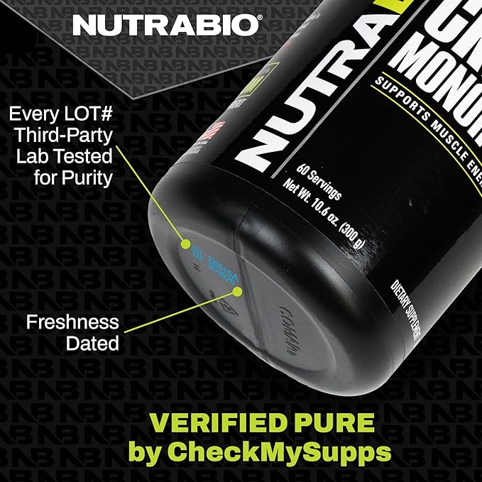 NutraBio CGT-MAX Powder- Creatine Glutamine and Taurine to Support Muscle Recovery and Strength - 40 Servings - Unflavored