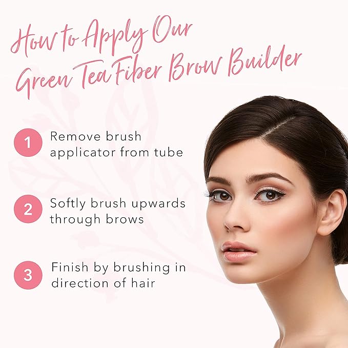 100% PURE Green Tea Fiber Brow Builder 0.16 oz Brow Tint Gel Eyebrow Makeup Define and Sculpt Eyebrows Natural Volume Flawless Brows - Medium Brown