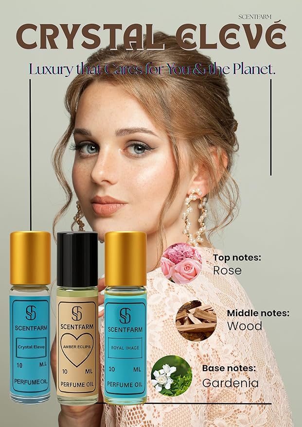 Perfume Oil 5-in 1 Set -Long Lasting Alcohol-Free Roll-On Fragrance Oils for Men &amp Women5 ×10ML Concentrated Travel Perfume Oils Crystal EleveSaharAmber Eclips Crimson Noir &amp Royal Image