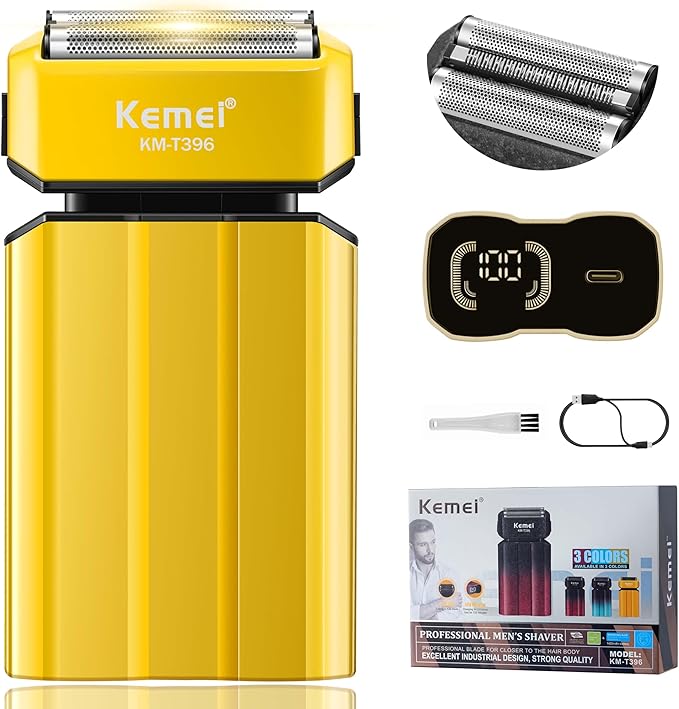 KEMEI Electric Razor for MenShaversFoil ShaverMens Electric Razors for Shaving Face/Beard Men's Electric ShaversCordlessUSB-C Fast RechargeableClose ShaveTravel/Home/BarberKEMEI T396