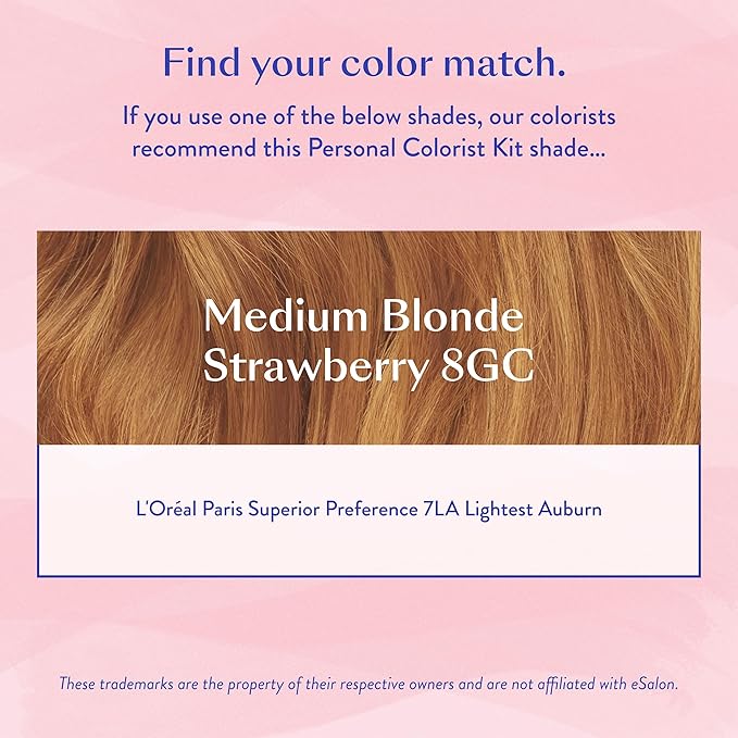 eSalon Permanent Hair Color &amp Hair Dye Complete Kit - Medium Blonde Strawberry- Personal Colorist Kit for Up To 100% Gray Coverage for All Hair Types - Professional-Grade Ammonia-Free Hair Dye