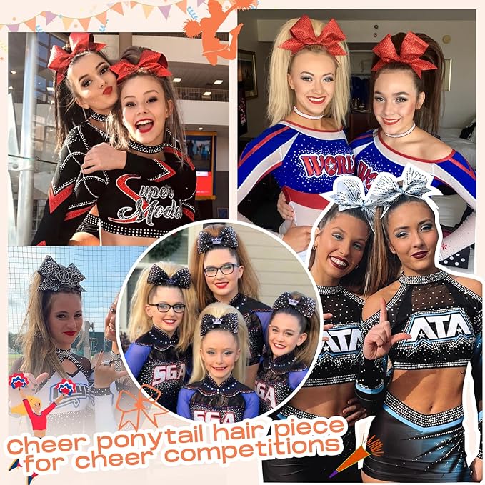 SEIKEA Cheer Ponytail Hair Piece 14 Straight Cheerleader Hairpiece Ponytail Extension for Cheer Competitions Dance Costume Dress up Soft Natural Look for Girls Teens Black Brown