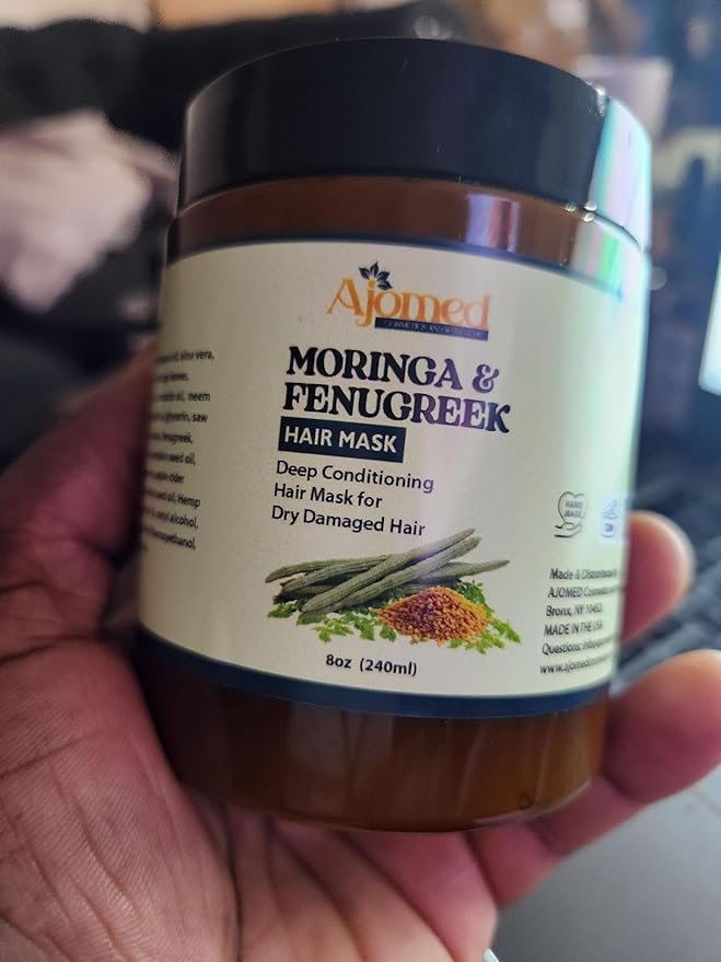 MORINGA &amp FENUGREEK HAIR MASK- HAIR treatment masque- Conditioner for Dry or Damaged Hair &amp dandruff (8 Ounces)