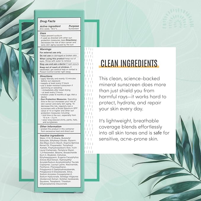draft Skin Repair SPF 50 Hydrating Daily Sunscreen and Face Moisturizer Non-Nano Zinc Non-Toxic Broad Spectrum Protection Hydrating Mineral Facial Sunscreen 1.7 fl. oz.