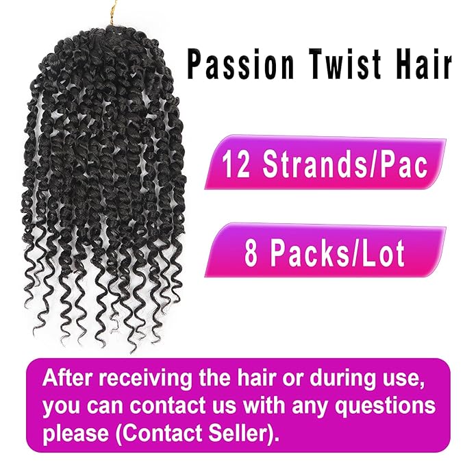Bileaf Passion Twist Hair 10 Inch Crochet Hair Pre Lopped Crochet Boho Passion Twist Crochet Hair 8 Packs Bohemian Short Crochet Twist Braiding Hair Passion Twists Ombre Color 4-30