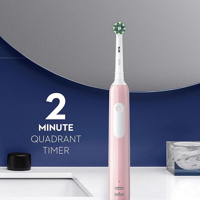 Oral-B Pro 1000 Rechargeable Electric Toothbrush Pink 3 Replacement Brush Heads