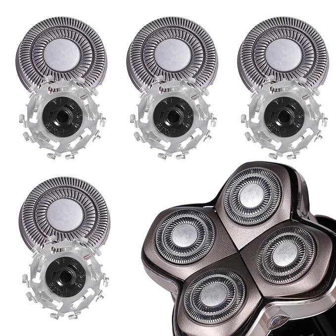 4pcs Shaver Replacement Blades for Skull Shaver Pitbull Boron PROTriple-ring Shaver Replacement Heads Compatible with Skull Shaver Pitbull Gold/Silver/Platinum/Diamond Pro Shaver and Palm Shaver