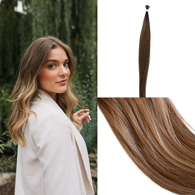 100% Real European Human Hair Keratin Bond Extensions 20 Milk Chocolate Brunette #8