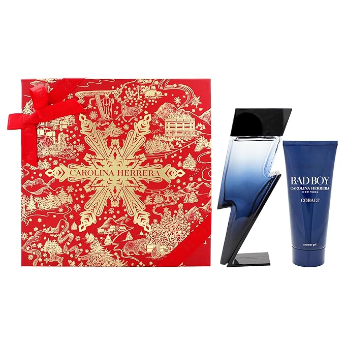 Bad Boy Cobalt Electrique Set by Carolina Herrera for Men - 2 Pc Gift Set 3.4oz EDP Spray 3.4oz Shower Gel