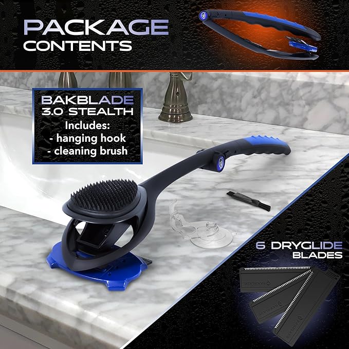 baKblade 3.0 Stealth Back Shaver ? 23 Handle ? Includes 3 Extra Blade Refills ? Pain-Free Shave for Men