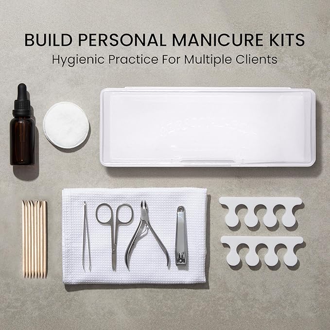 Beauticom Personal Box Storage Case for Professional Manicurist Nails Pedicure (Large Size) (40 Pieces FROSTED)