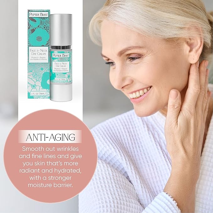 Peptide Blast DAY CREAM Packed with Collagen Peptides and Vitamins C &amp E ? For Face &amp Neck - 1oz.