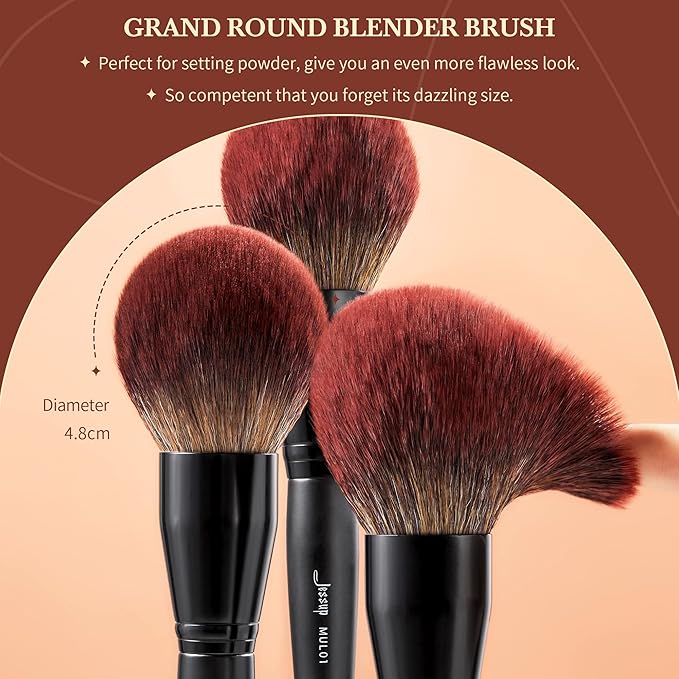 Jessup Full Makeup Brushes Set 13pcs Professional Vegan Foundation Powder Contour Blush Highlight Eyeshadow Blending Concealer Spoolie EyeLiner Brush Phantom Black T300