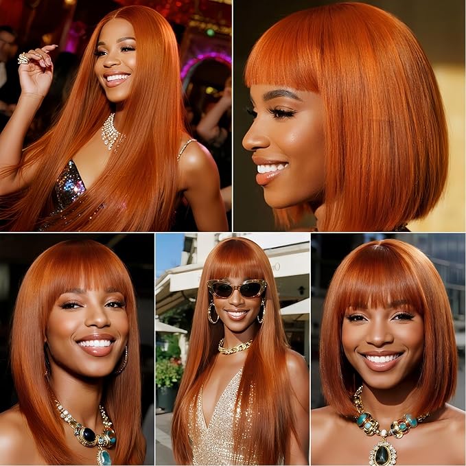 Orange Straight Human Hair Bundles 24 26 28 Inch Brazilian Remy Virgin 10A Straight 3 Bundles Human Hair Hair Extensions Bundles Orange