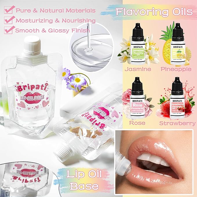DIY Lip Gloss Making Kit Lip Oil Maker Kits to Make Your Own Lipglosses with Roller Bottles Moisturizing Lipstick Supplies Set All-Inclusive Fun Lip Sticks Craft Kit for Girls Women