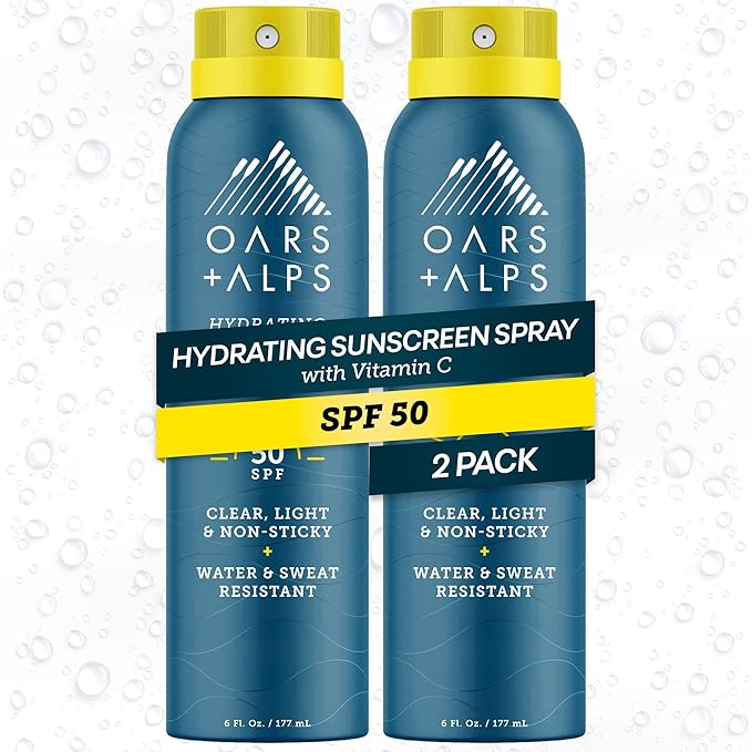 Oars + Alps Sunscreen Spray for Face &amp Body Spray Sunscreen Infused with Vitamin C &amp Antioxidants No White Residue Water &amp Sweat Resistant All Skin Types Lightweight Hydrating SPF 50
