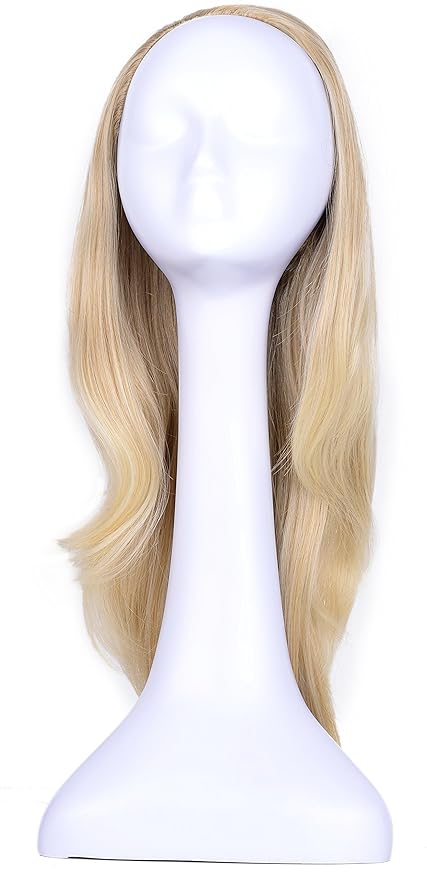 Onedor 22 Semi Curly Hair Women Ladies 3/4 Half Wig Premium Japanese Synthetic fibers Wigs with Secured Mesh Head Cap (R21T)