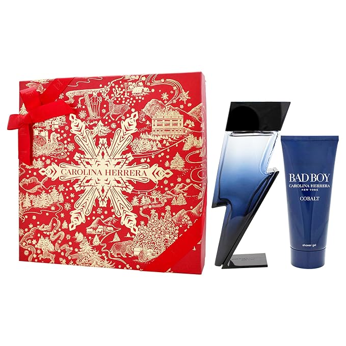 Bad Boy Cobalt Electrique Set by Carolina Herrera for Men - 2 Pc Gift Set 3.4oz EDP Spray 3.4oz Shower Gel
