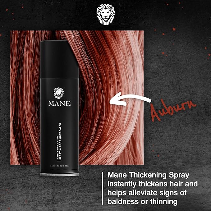 Mane Hair Thickening Spray &amp Root Touch Up Instantly Thicker Hair for Men &amp Women Fill in Hairlines and Hide Thinning and Fine Patches - Auburn 12 Colors (6.76 oz)