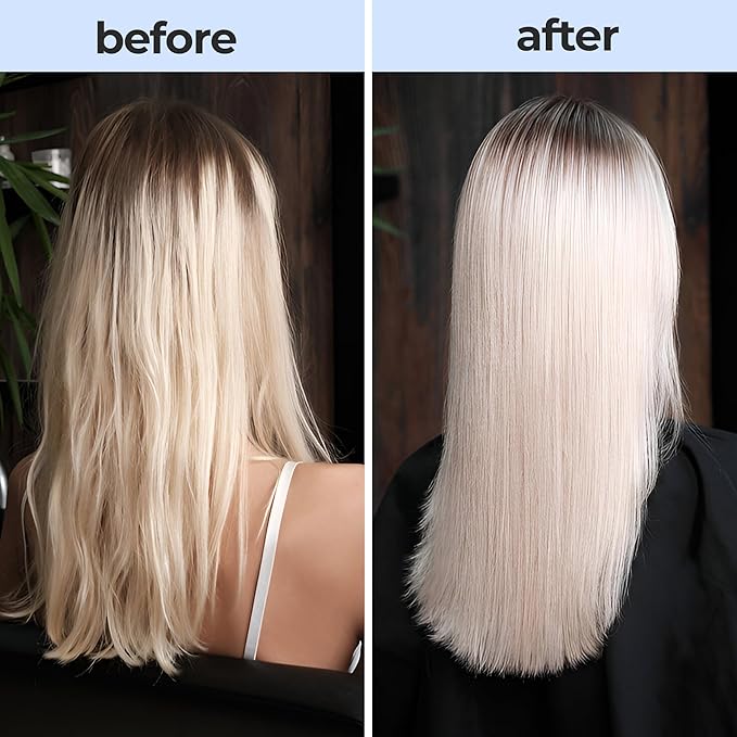 Robson Peluquero Blue Toning Kit | Hair Toner Gloss + Shampoo | Icy Platinum Ash &amp Silver Blonde for Brassy Hair Bleached Highlights Neutralizes Orange &amp Copper Tones - 2x10.1 Fl Oz