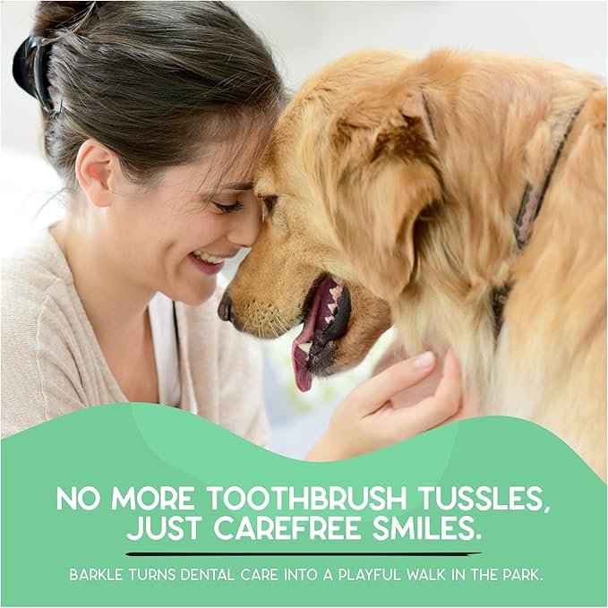 Barkle Vet Approved Dog Teeth Cleaning Toothpaste &amp Tooth Brushing Kit | Eliminate Plaque Tartar &amp Bad Breath | Mint Dog Breath Freshener Gel | Puppy &amp Small Breed Safe | Free Finger Brus