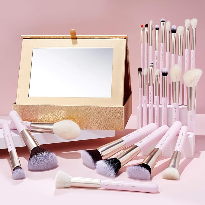 Jessup Makeup Brushes Set Professional Makeup Brush Eyeshadow Blending Powder Foundation Blusher Concealer 25pcs with Cosmetics Storage Box Blushing Bride T295