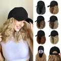 Baseball Hat WigHat with Hair attached 16'' Adjustable Black Cap with Wavy Curly Synthetic Bob Hair Extensions for Women Girls(Bleach Blonde)