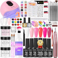 Major Dijit Acrylic Nail Kit with Drill - Complete Starter Set for Beginners White Pink Clear Acrylic Powder 6 Gel Polish Colors UV LED Light Nail Decorations &amp Salon Tools | Home Manicure Gift