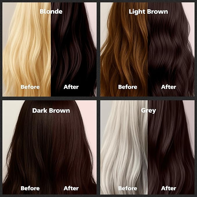 Herbishh Dark Coffee Hair Color Shampoo - 3-In-1 Magic Dye for Gray Hair 500 Ml + Essential Flower Hair Oil - Organic Formula for Dry Damaged Hair 60 ML