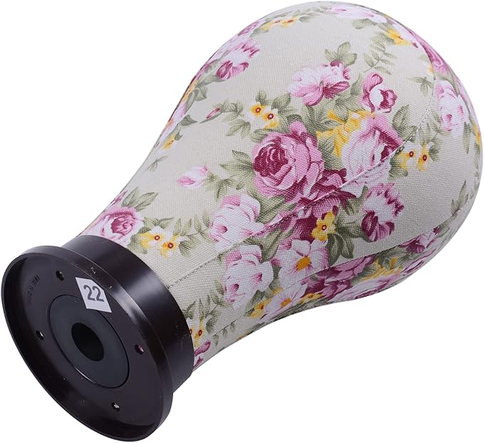 1 Piece Canvas Block Head Mannequin Head for Hair Extension Lace Wigs Making and Display Styling (Pink 22)