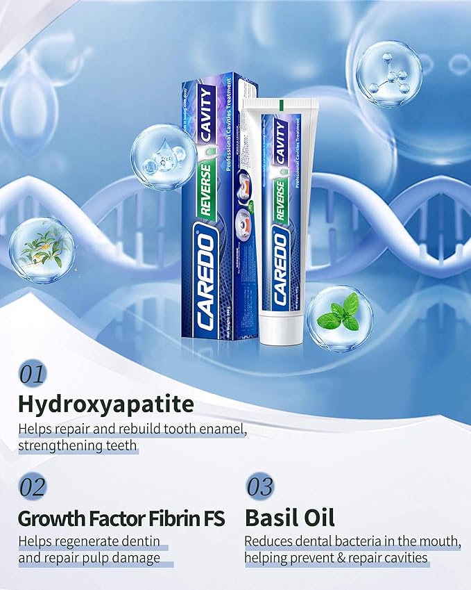 Cavity Reversal Hydroxyapatite Toothpaste for Adults Cavity Tooth Filler as Home Cavity Repair Fluoride Free Reverse Cavities Treatment for Tooth Decay Repair Remineralizing Repair 3.52OZ