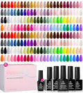 Beetles Gel Nail Polish Set - Chroma Dreams 100 Colors Polish Kit Pink Blue Orange Purple Fall Winter Gel Nail Colors with 5Pcs Base Top Coat Soak off UV Gel