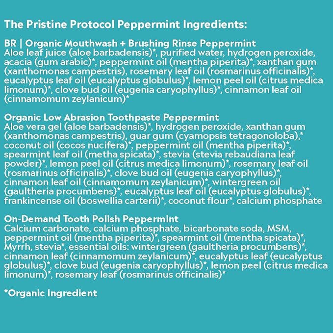 Essential Oxygen Pristine Protocol A 3-Step System (1. Rinse 2. Brush 3. Polish) for Your Best Smile Ever 3 Count Combo Pack