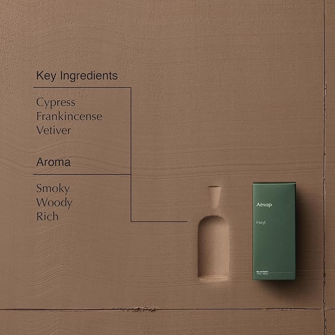 Aesop Hwyl Eau de Parfum | Smoky Woody Vetiver Scent | Subtle Spice and Rich Earthy Aroma | Unisex | 1.6 oz