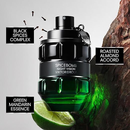 Viktor&ampRolf - Spicebomb Nightvision Mens Cologne 2-Piece Set ($195 Value) - Woody &amp Spicy - With Notes of Citrus &amp Tobacco - Full Size Eau de Parfum 3 Fl Oz &amp Travel Size Eau de Toile