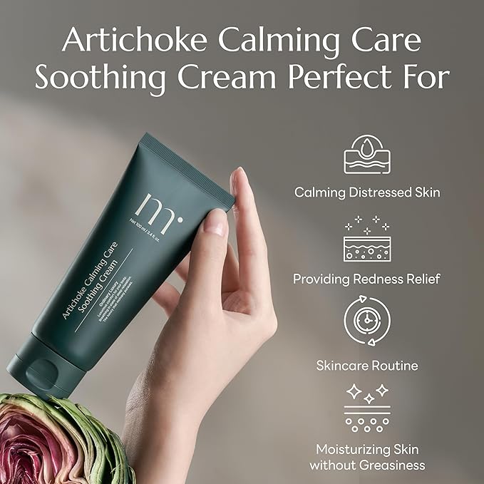 molvany Artichoke Calming Care Soothing Cream - Daily Facial Hydrating Moisturizer &amp Body Cream - Korean Skincare for Dehydrated &amp Sensitive Skin - 3.4 fl. oz