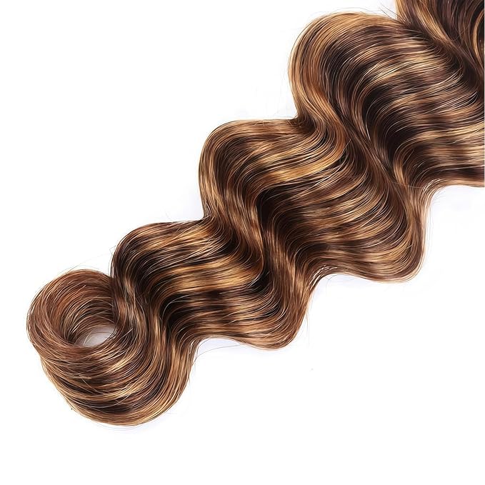 Highlight Deep Human Hair Bundles 16 18 20 Inch Brazilian Remy Virgin 10A Deep 3 Bundles Human Hair Hair Extensions Bundles P4/30 Highlight