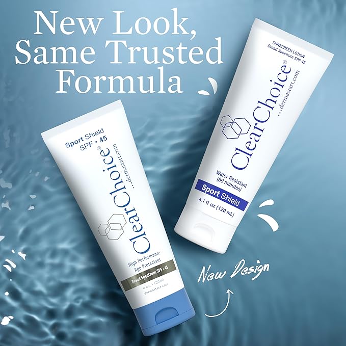 Clear Choice Sunscreen for Face SPF 45 Oil Free Sunblock &amp Light Moisturizer with Zinc Oxide Reef-Safe Broad Spectrum Water-Resistant No White Cast Light Moisturizer 4oz
