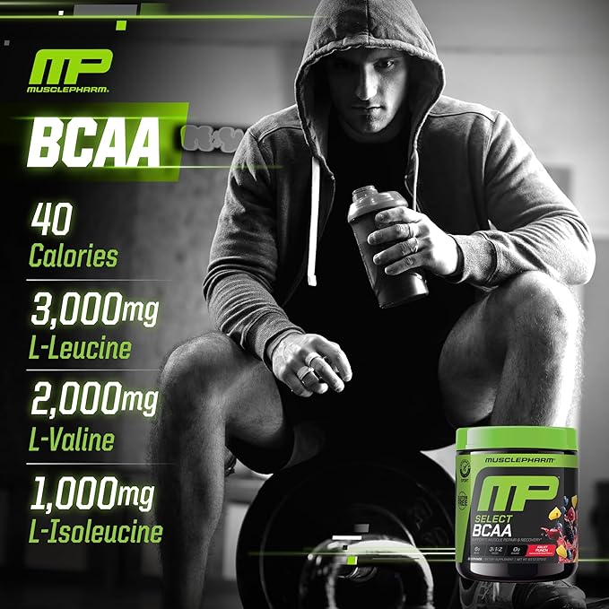 MusclePharm Essentials BCAA Powder Pre &amp Post Workout Recovery Drink Supports Muscle Recovery &amp Energy Essential Amino Acids 30 Serv Fruit Punch