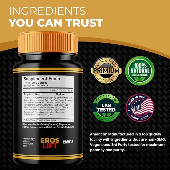 (2 Pack) Eros Lift Capsules ErosLift Supplement For Men Energy &amp Power Support Capsulas Ultra Men's Performance Pills Natural draft Health Workout Drive Fitness Endurance &amp Stamina (